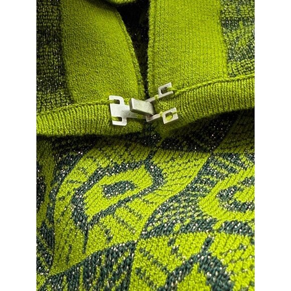 Pisonero Knit Top 3/4 Sleeves Artsy Abstract Green Blue Metallic Thread Size XS - Picture 7 of 11
